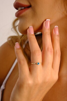 14K Gold Evil Eye Ring, zarter kleiner Ring zierlicher Ring drittes Auge, religiös