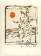 Ober, Abstrakte Landschaft. [19]69. [Unikat Signierte Mischtechnik].