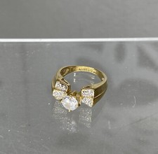 Engagement Style Ring 14kt GE Gold Plated CZ Solitaire Ring Size 8 Vintage