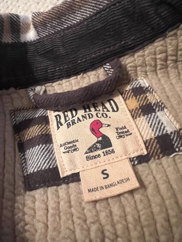 New Mens Red Head Sherpa Lined Green, Tan, White Plaid Long Sleeve Shirt Small - Picture 7 of 8