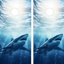 FADEPROOF Cornhole Board Wraps Laminated / Wild Shark