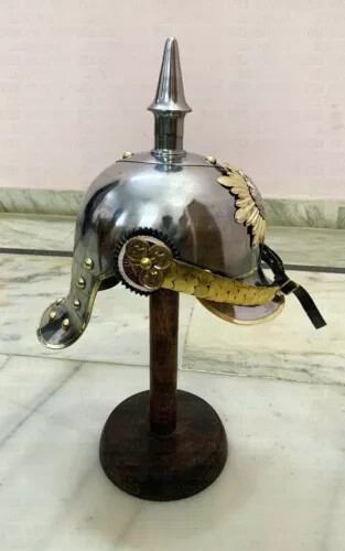 German Iron Pickelhaube Helmet Prussian Spike Helmet Medieval Halloween Helmet - Picture 5 of 5