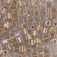Miyuki 3mm Cube Beads - Sparkle Metallic Gold Lined Crystal