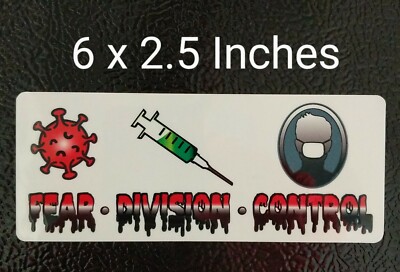 6in Fear Division Control Decal Sticker Car No Mask Vaccine Rona Anti Lies USA 