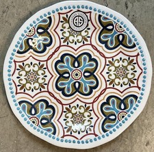 Aaron Sanchez Turquoise Spanish Tile Medallion MELAMINE Dinner Plates Set Of 4