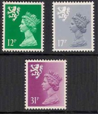 Scotland 1986 S52 12p S57 17p S76 31p Litho Perf 15x14 Type II Set MNH