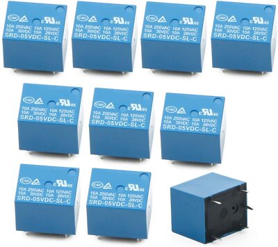 10pcs Relay Switch SRD-05VDC-SL-C 5 Pins 5 V DC PCB Mini Type SPDT
