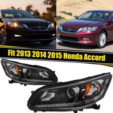 Pair Front Halogen Headlights Replacement For 2013 2015 Honda Accord Sedan Lamps