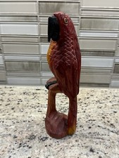 Vintage Hand Carved Hand Painted Wooden Parro...