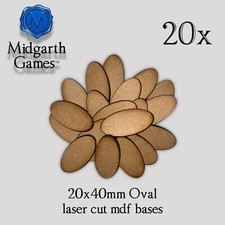 20x 20x40mm Oval MDF Miniature Bases 3mm Laser Cut Wargaming RPG Made in USA