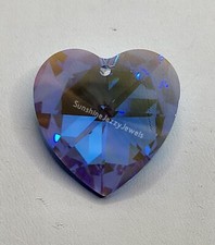 Swarovski Crystal Sapphire Blue AB 28mm Heart 8781 Pendant; Suncatcher Logo Etch