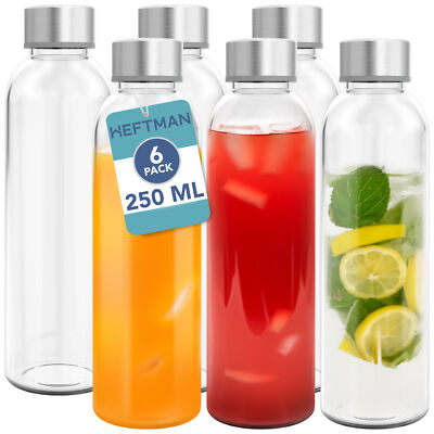 HEFTMAN Glasflaschen mit Deckel Wasser Smoothies luftdicht 250 ml 500 ml 1 l 6er Pack
