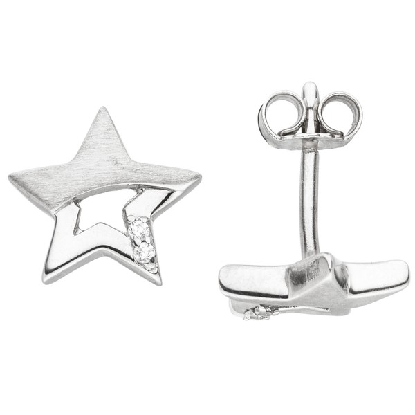 "Jobo \"40176\" Kinder Ohrstecker Stern Sterne 925 Sterling Silber Mattiert 4 Zirk"-image