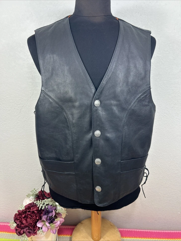 First Classics Motorcyle Vest Western Leather Conceal & Carry Pockets Men’s XL - Image 2 of 4