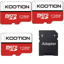 Kootion 128MB 3PCS Micro SD Card TF Card SD Cards Class 4 Memory Card W+Adapter