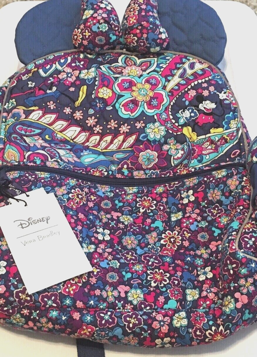 Vera Bradley Disney Large Backpack Ears Mickey Goofy Sensational Six Paisley NEW
