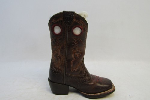 Ariat Little kids Youth Size 8 D Brown Leather Stockman Buckaroo Cowboy Boots - Picture 4 of 11