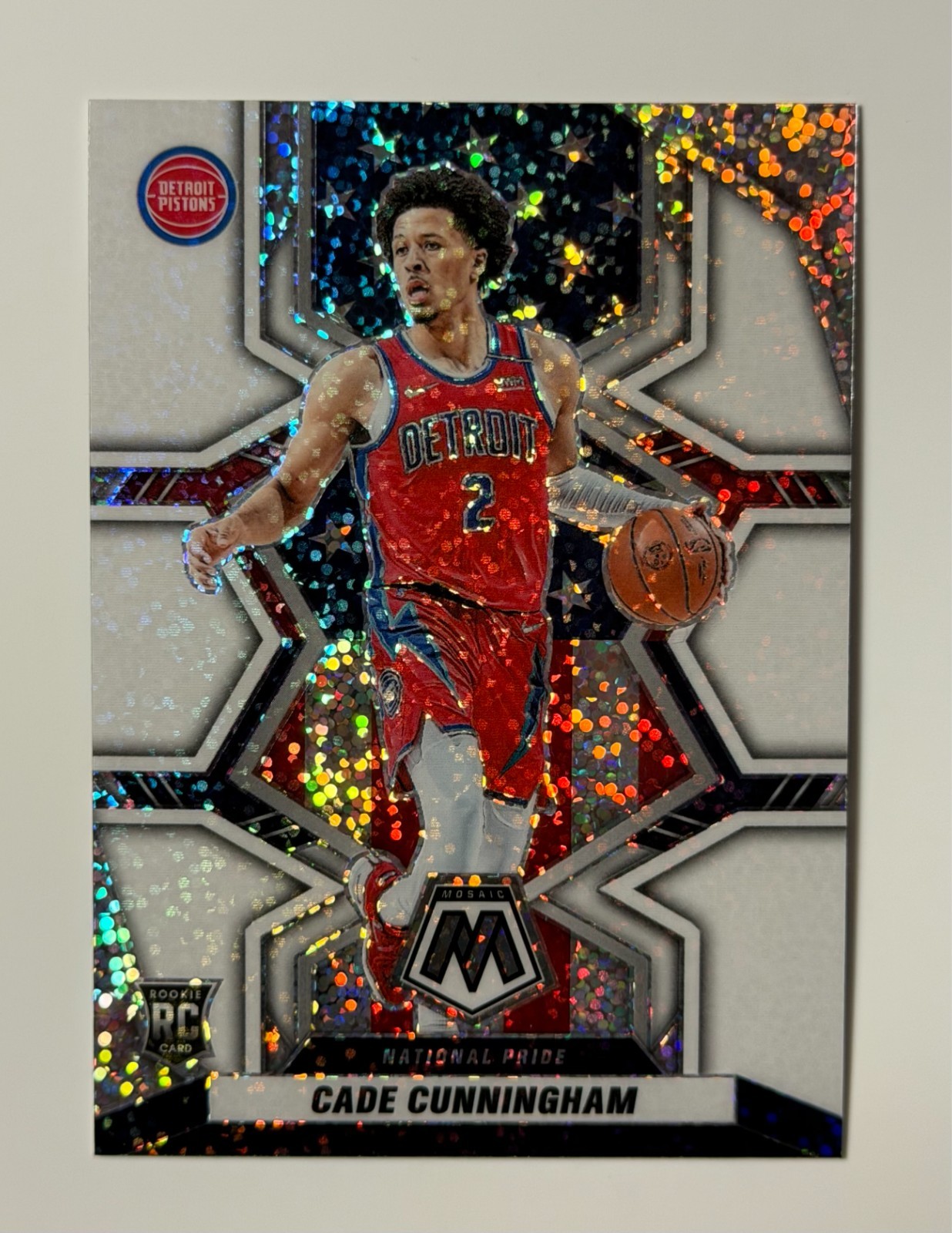 2021-22 Panini Mosaic #260 Cade Cunningham National Pride White Sparkle SSP RC