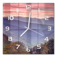 Minimalistische Glas-Wanduhr Berge Bei Sonnenuntergang WeißE Zeiger 30X30 Cm