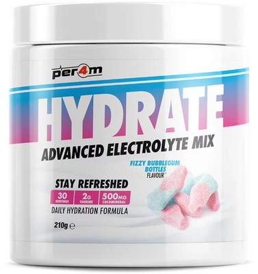 Per4m Hydrate Advanced Electrolyte Mix, 210 g Dose, Fizzy Bubblegum Bottles