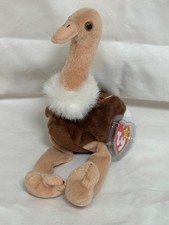 New 1997 TY Beanie Babies Stretch the Ostrich Stuffed Animal Plush Bean Bag