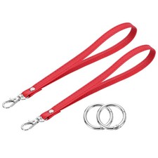 2Pcs Wristlet Strap PU Keychain Hand Strap with Circle Ring Red