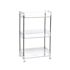 3 Tier Slim Rolling Storage Cart Clear Bathroom Narrow Organizer Shelf Unit 8 W