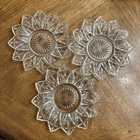 Set of 3 Vintage Federal Glass Starburst Petal Plates 6.5” – Pressed Glass Mid-C