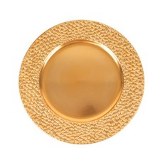 Gold 6 Metallic 13" Acrylic Round Charger Plates Hammered Rim Party Tableware