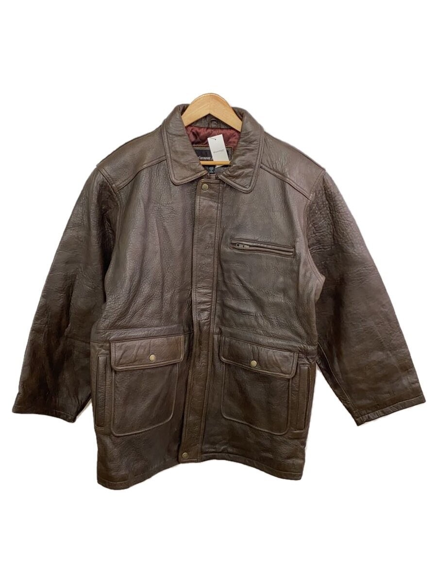 Dhomme A Homme Sheepskin Leather Jacket Blouson Size L Brown 1266