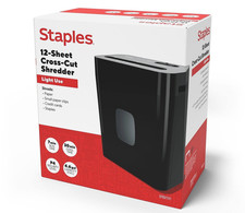 Staples 12-Sheet Cross-Cut Multi-Media Shredder - ST62151 - Free Shipping