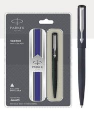 Parker Vector Mattschwarz Kugelschreiber Chromrand (3er Pack)