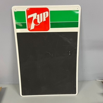 VTG 7Up The Uncola Metal Advertising Chalkboard Sign Soda pop Menu Store Display