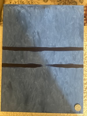 Original Handmade Painting Nicholas Faust Almost Equal Blue Black Humor Comedy