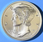 1916 MERCURY DIME TRIBUTE – 1 TROY OUNCE .999 FINE SILVER INTAGLIO MINT 39MM