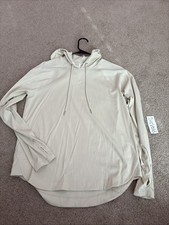 Sage Collective Womens Beige Stripped Texture Size Small Long Sleeve Hoodie Feel