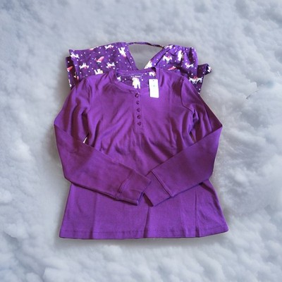 NEW LL Bean Women's Small Maroon Cozy Pajama Set Dog Print Christmas Cotton