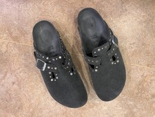 Birkenstock Boston Rivets clogs W Size Euro 39 Gray Suede Nickel  Brass Studs