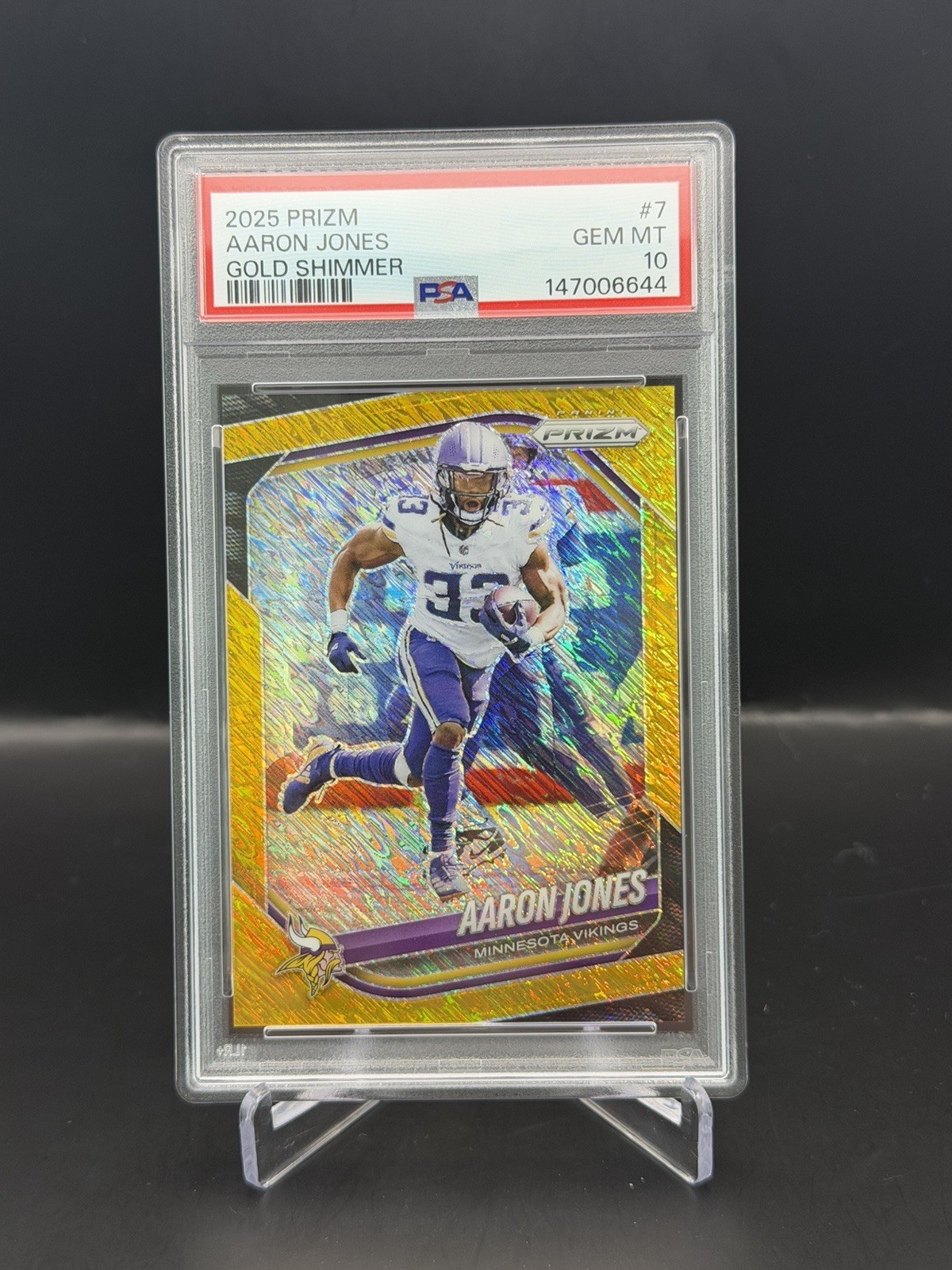 2025 Prizm Aaron Jones FOTL Gold Shimmer Prizm /10 PSA 10 Minnesota Vikings #7