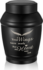 Urns for Human Ashes - 5.5 Inches Black Angel Wings Urn for Ashes Keepsake, Crem