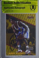 BAS 1999-00 Bowman's Best Larry Hughes #29 Authentic Auto 3c7