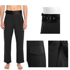 Men Ballroom Jazz Trousers Lyrical Pants Salsa With Pockets Latin Pleated Tango