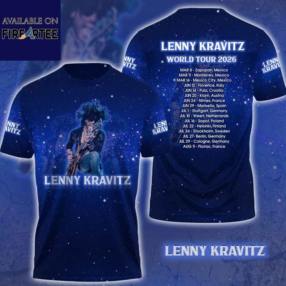 Lenny Kravitz World Tour 2026 Blue Galaxy Celestial AOP T-Shirt | eBay