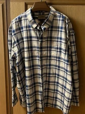 Cabela's Outfitter Series Shirt Men’s 5XL Tall Blue Plaid Long Sleeve Button Up