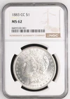 1883 CC $1 Morgan Silver Dollar NGC MS62