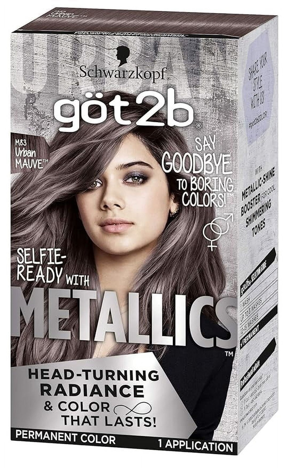 Schwarzkopf Got2b Metallics Permanent Hair Color, M83 Urban Mauve