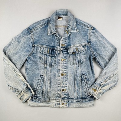 Vintage 80s Lee Riders 153438 USA Denim Trucker Jacket Medium Faded Distressed