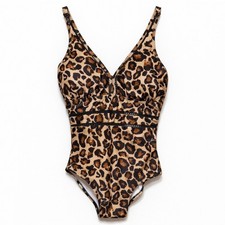 NWOT DACI Mob Wife Leopard One Piece Swimsuit Womens 12W Baddie Y2K Swimwear