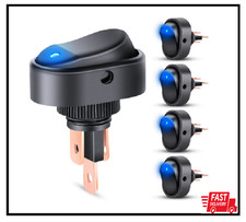 5 Pack LED Rocker Switch 12V Blue Light On Off Toggle 30A 3Pin for Car Boat