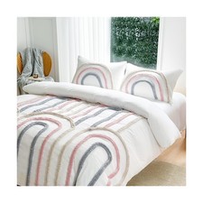 MEILA Washed Microfiber Duvet Cover Set Queen Size, Tufted Colored ... Fast Ship